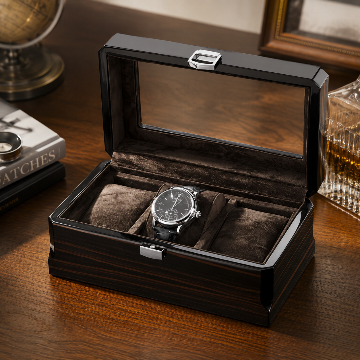 The Ebony – 3 Slot Watch Box