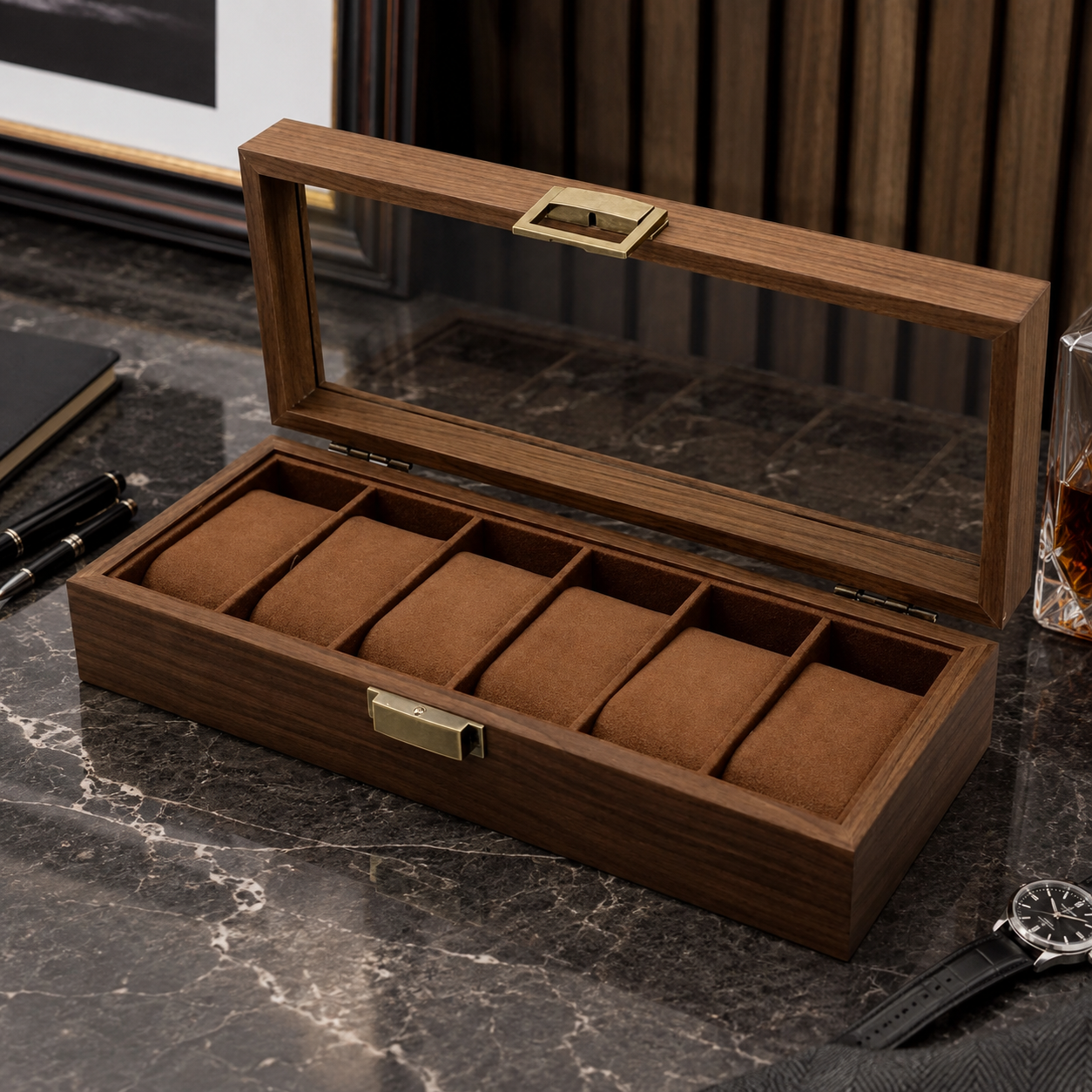 The Walnut – 6 Slot Watch Box