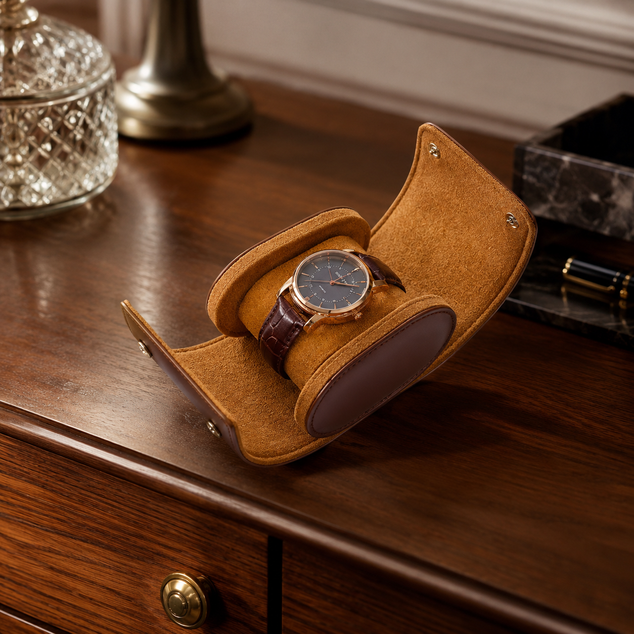 Free leather watch roll