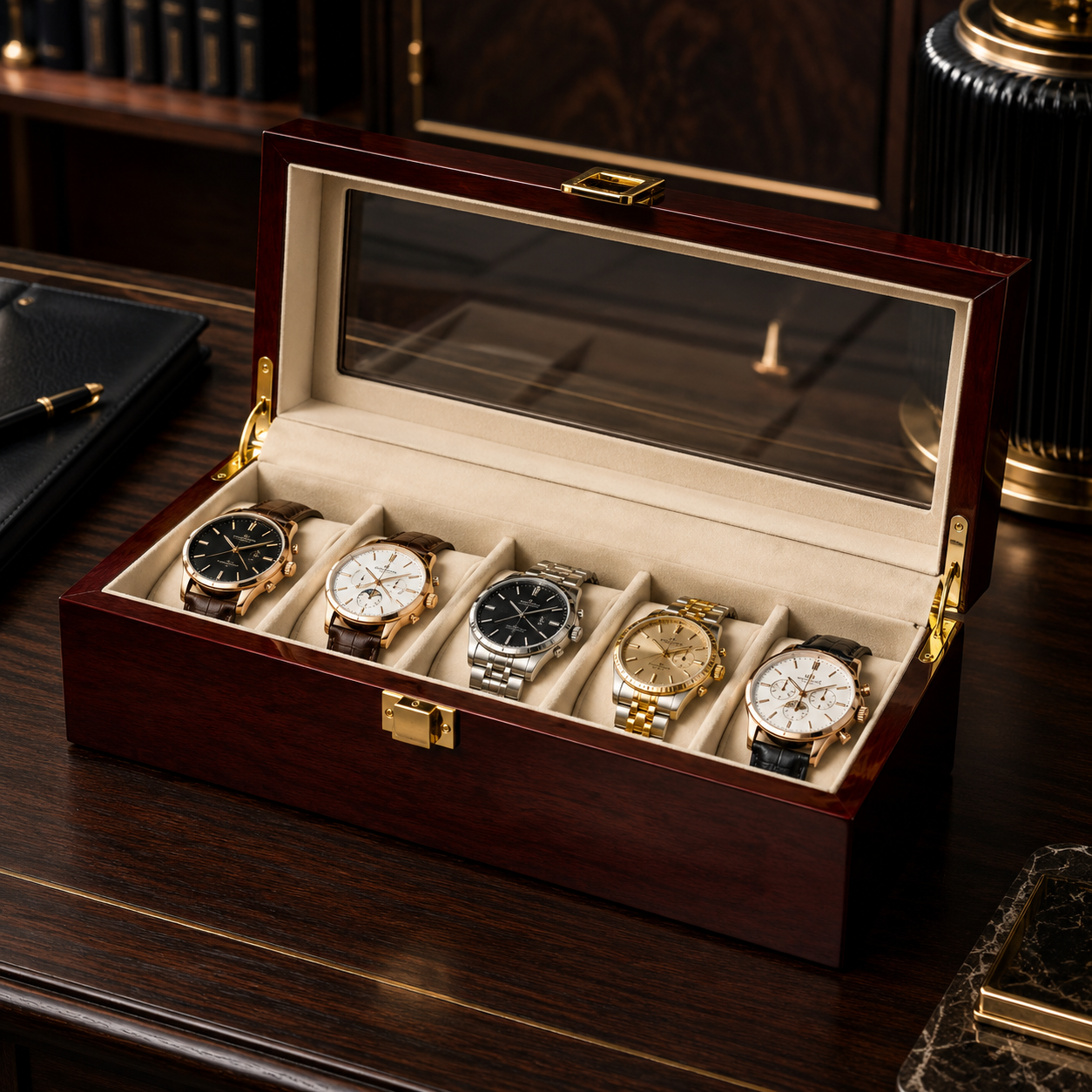 The Study – 5 Slot Watch Box
