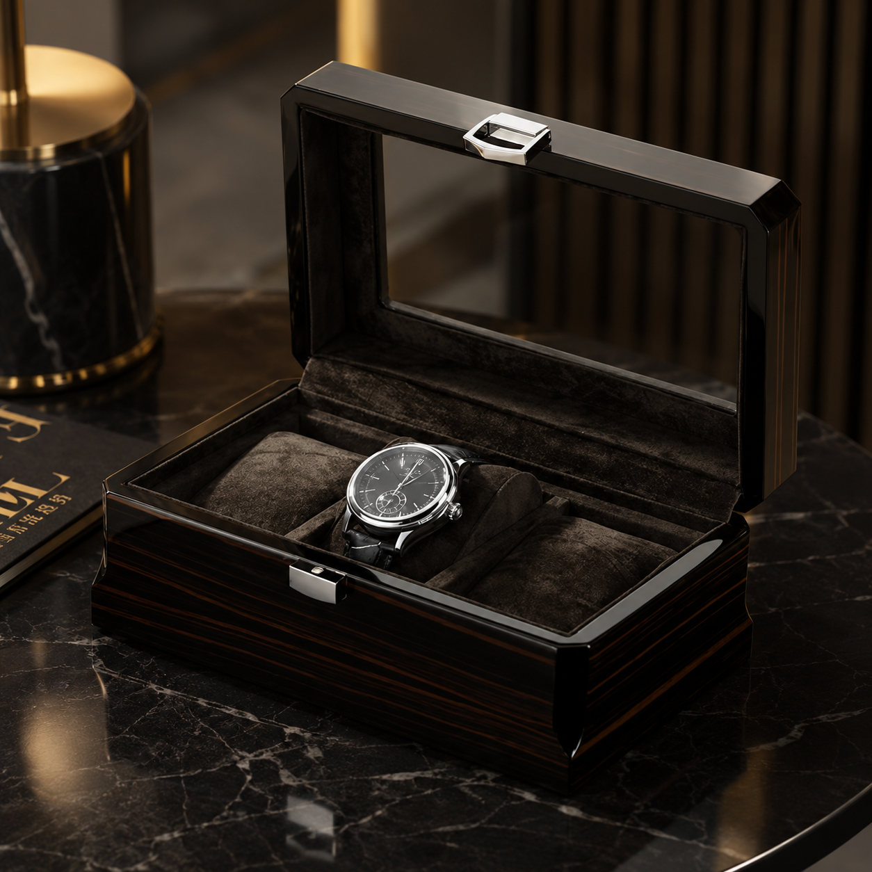 The Ebony – 3 Slot Watch Box