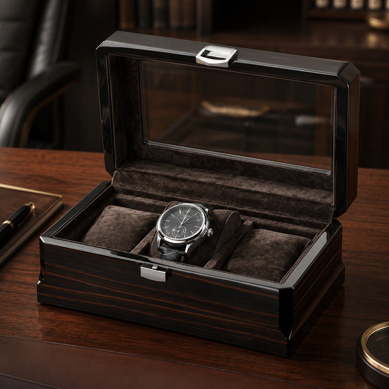 The Ebony – 3 Slot Watch Box