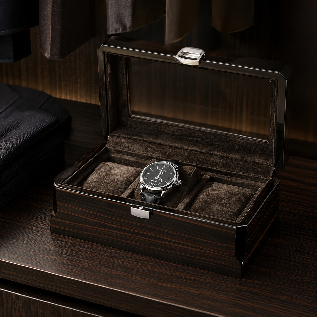 The Ebony – 3 Slot Watch Box