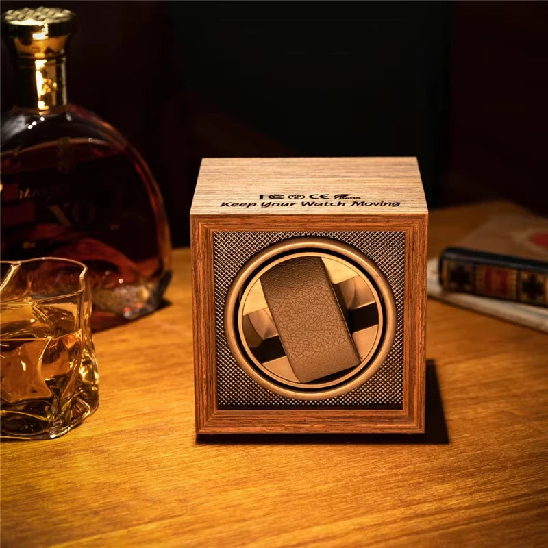 Wooden Cube Single Watch Winder – Mabuchi Motor - image 1